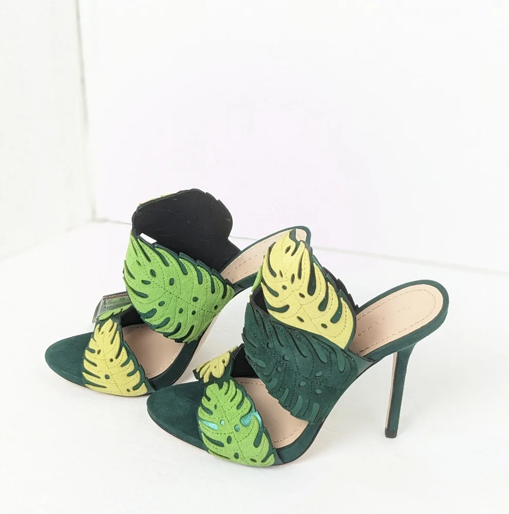 NWT Zara Suede Tropical Heels - Picture 15 of 16